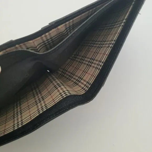 Burberry Men Designer Card Coin Bill Wallet 3in1 Black Leather Bifold Medium - Picture 10 of 14